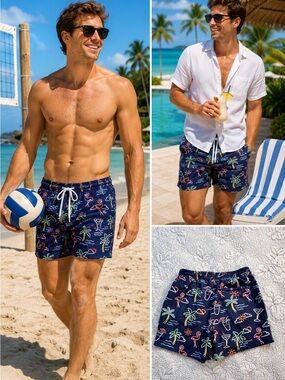 Chubbies Neon Lights Swim Trunks 5.5 Inseam Lined Beach Swim Shorts Sz L🧡